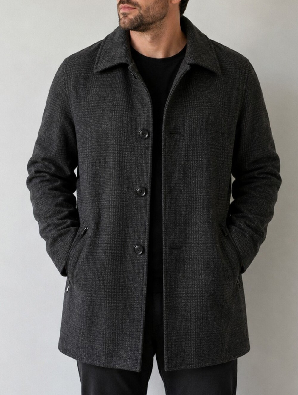 Size L boulevard pea coats thigh high men streetwear style jacket